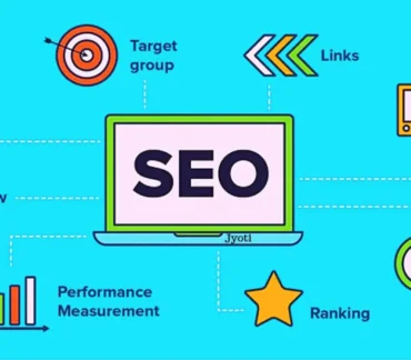 SEO-themed illustration with Google icons, content blocks, and upward arrows; text: “Why Google Loves SEO-Friendly Content.