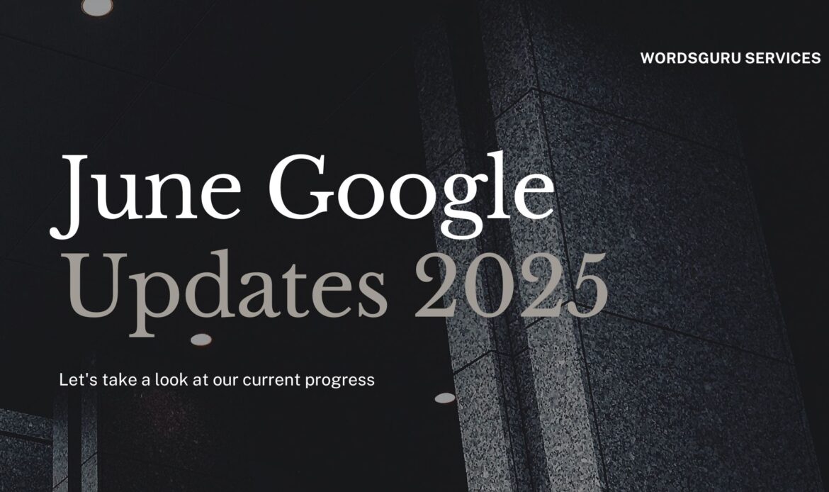 'Google’s June 2025 Update is here! Content writers — time to adapt!' with icons representing SEO, AI, and blogging.
