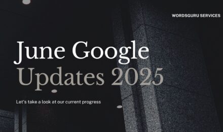 'Google’s June 2025 Update is here! Content writers — time to adapt!' with icons representing SEO, AI, and blogging.